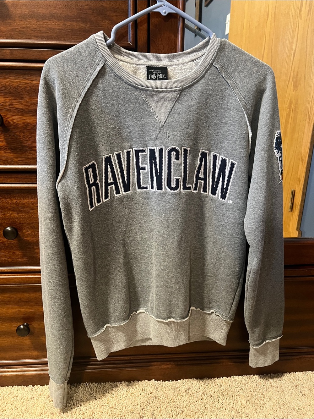 Warner Bros. Ravenclaw Grey Crewneck Sweatshirt with Navy Lettering